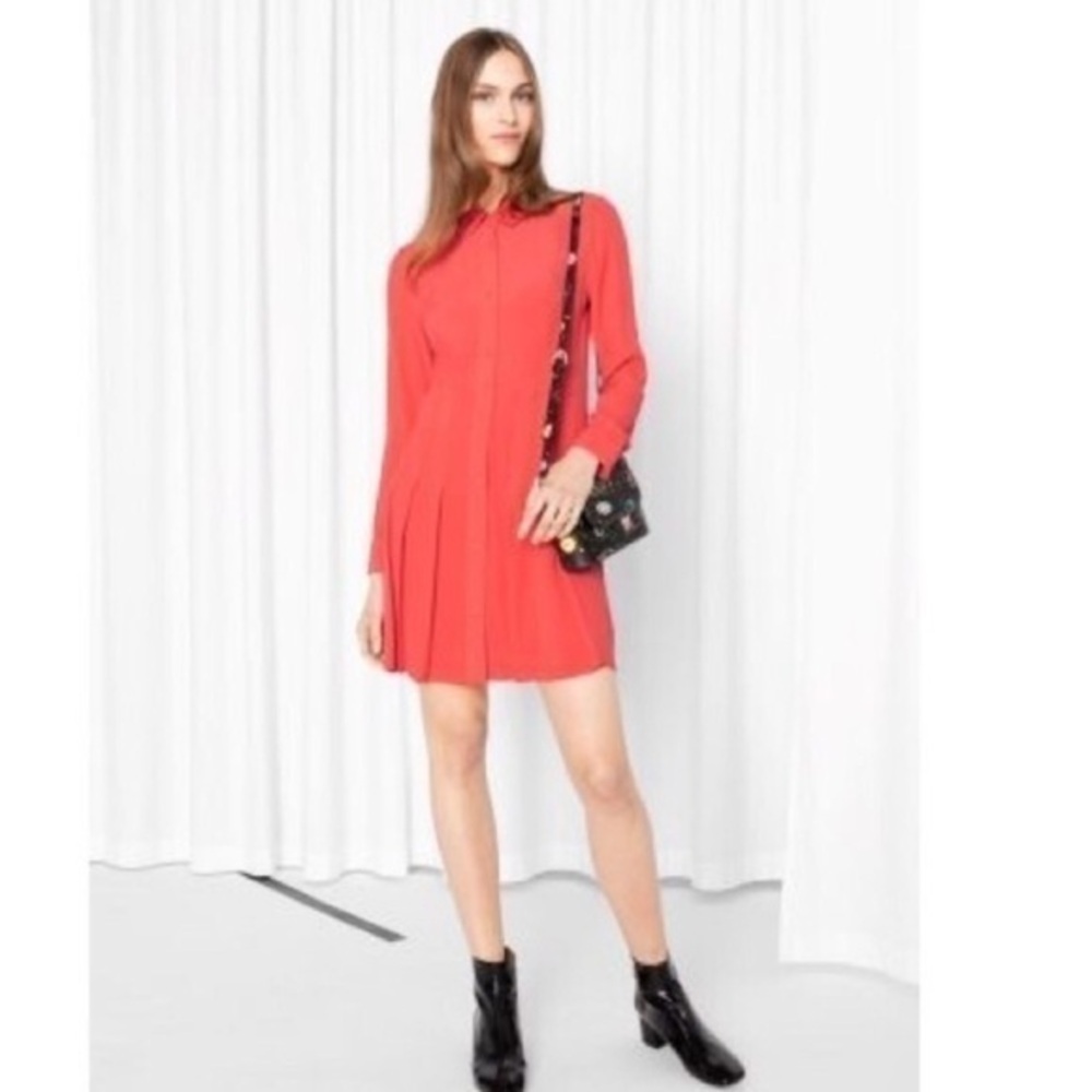 & Other Stories | Orange Houndstooth Shirtdress Size 12